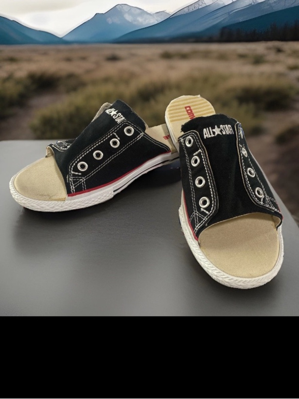 Vintage Converse All Star Cut Away Black Slides Sandals Shoes Women  11 Men 9